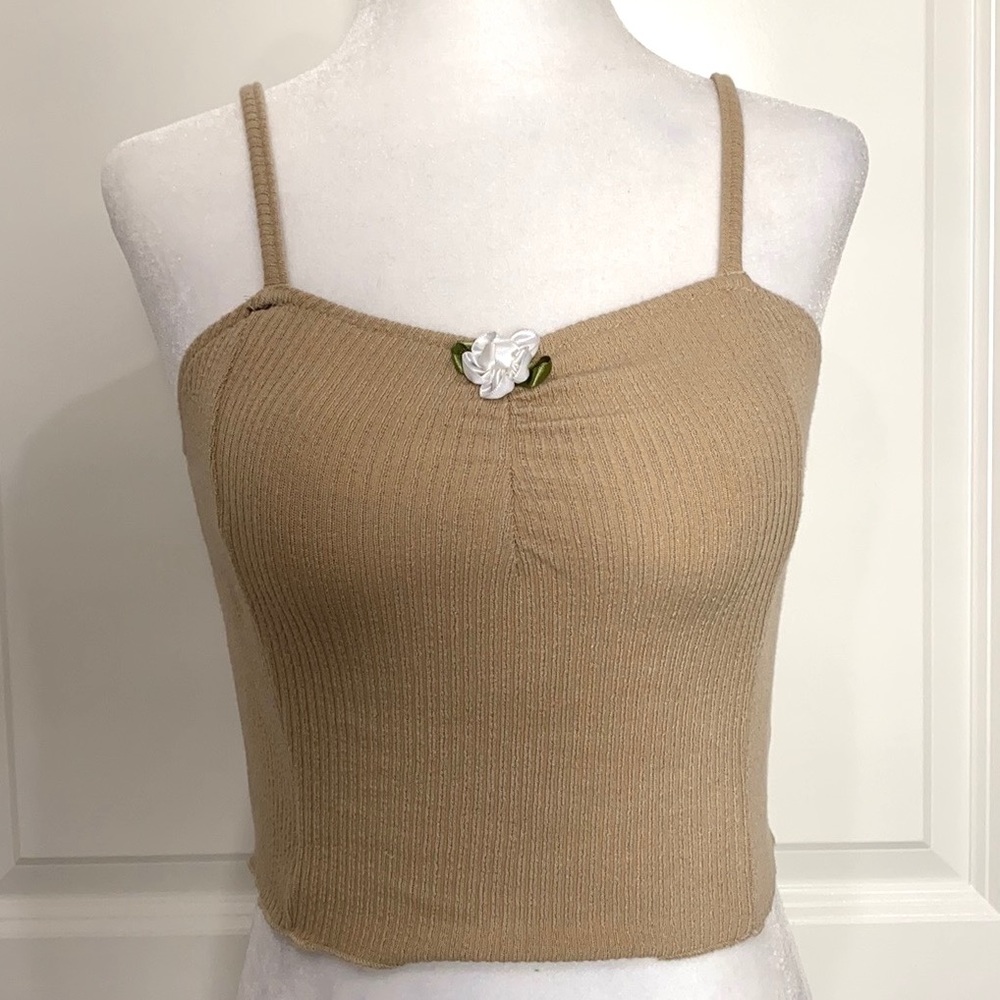 Verge Girl Ribbed Tank with Satin Flower